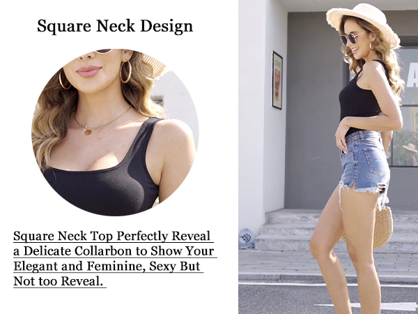 square neck tank top body suit