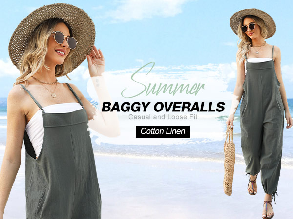 womens linen pants cozy outfits romper overalls comfy jumpsuits wide leg pants casual summer rompers