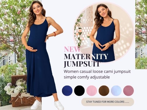  Maternity Solid Cami Jumpsuit