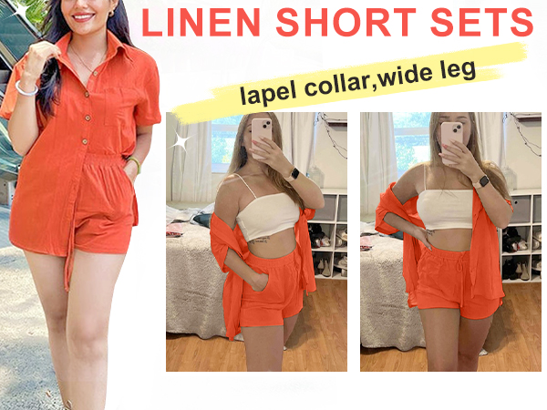 cute linen short sets