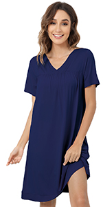 women short sleeve nightgown bamboo viscose sleepwear soft night shirt short pajamas dress