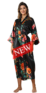 floral long kimono robe long satin robe long silk robe long cover up long silky bathrobe