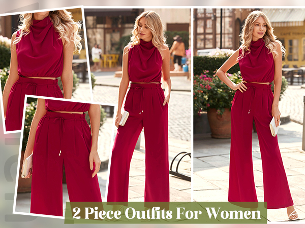 Sexy Two Piece Outfits Women Red Satin 2 Piece Outfit For Women Two Piece Lounge Set For Women Pink