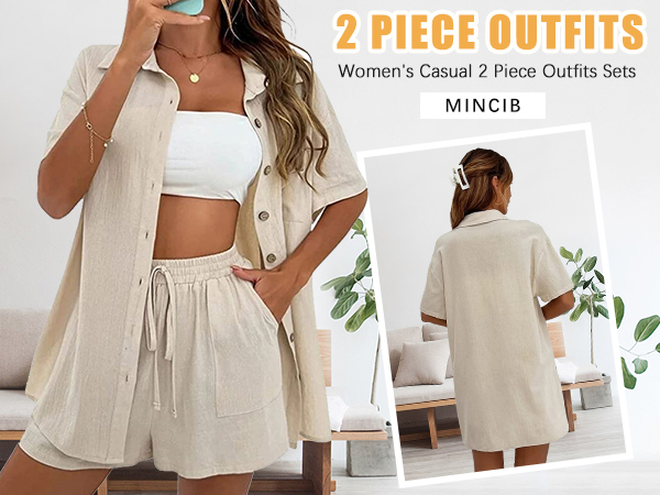 Women''s Linen Shorts Sets 