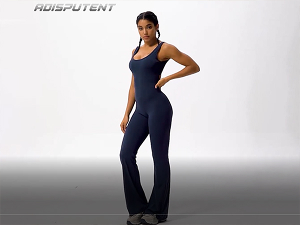 Scoop Neck Bodycon V Back Scrunch Butt Yoga Jumpsuit