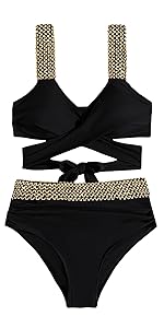 High Waisted Criss Cross Bathing Suit 