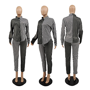 Women 2 Piece Striped Tracksuit 