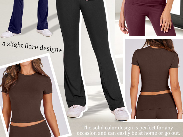 Fold-over Flare Pants Set 