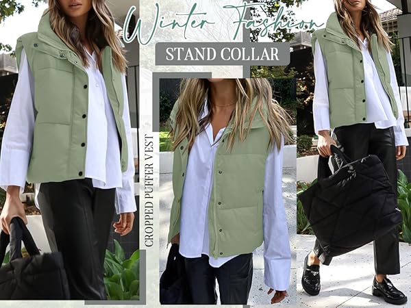 cropped puffer vest women