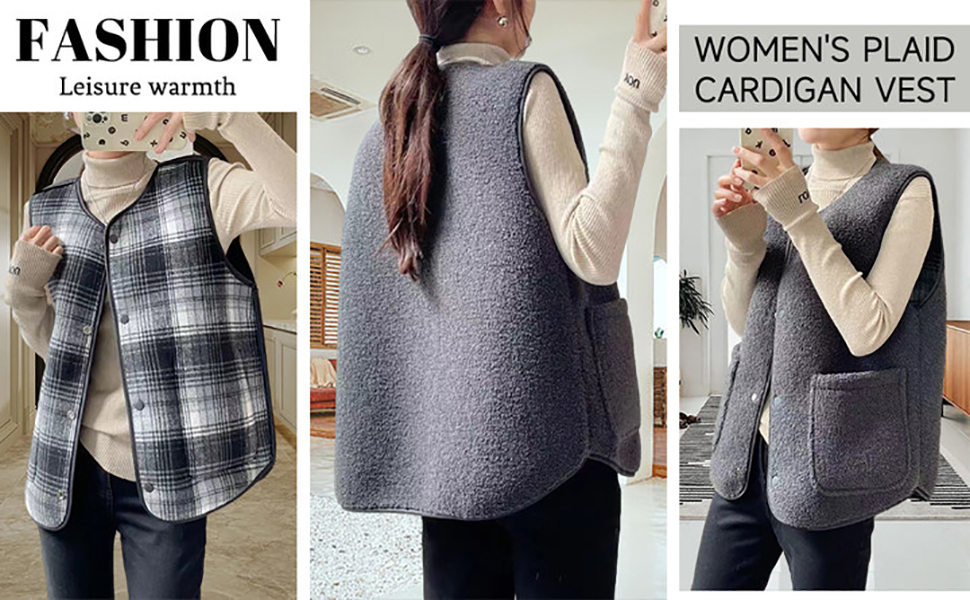 Womens Fuzzy Fleece Vest Casual Warm Winter