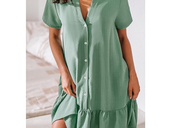 sage green short sleeve mini dress