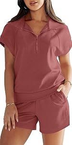 POWSEEN Women''s Casual Pajama Set 2 Piece Outfits Lounge Set