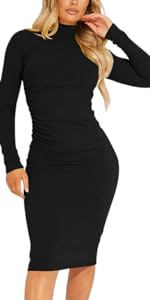 Ribbed Basic Casual Midi Dress 