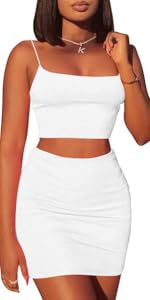  2 Piece Outfits Cami Crop Top Bodycon Skirt