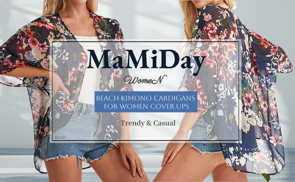  MaMiDay Swimsuit Coverup for Women Boho Kimono Cardigans  batwing Sleeve Cover Ups for Swimwear