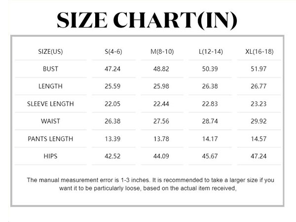 White hoodie size chart