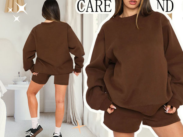 Brown sweatshirt shorts