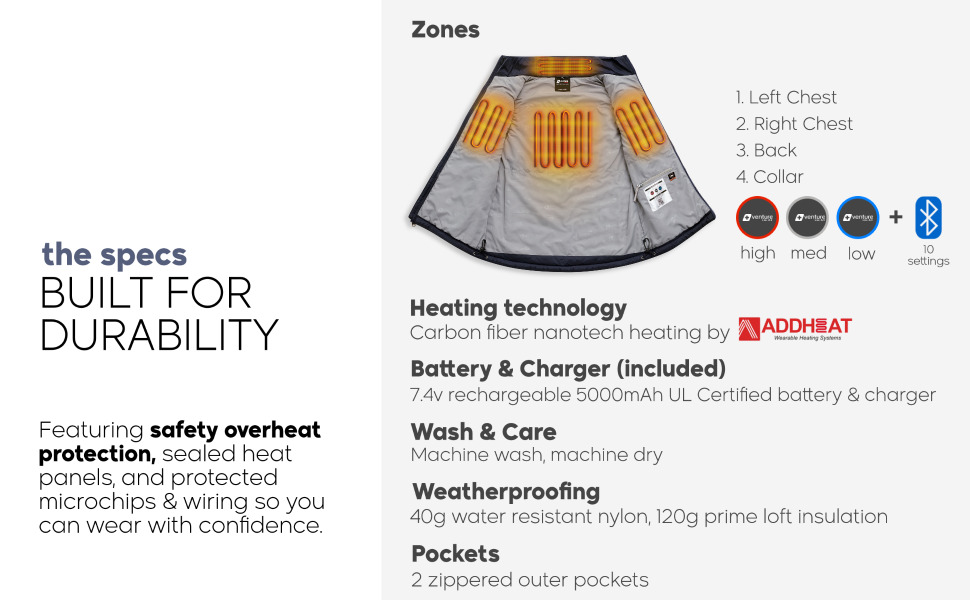 VENTURE HEAT OVERHEAT PROTECTION PANELS WARMING ELECTRIC VEST GILET PUFFY