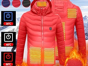 Hood Puffer Heated Jacket with Pocket