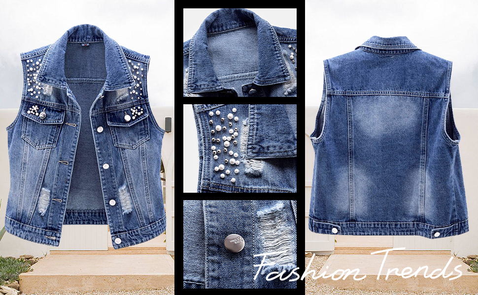 sleeveless denim vest