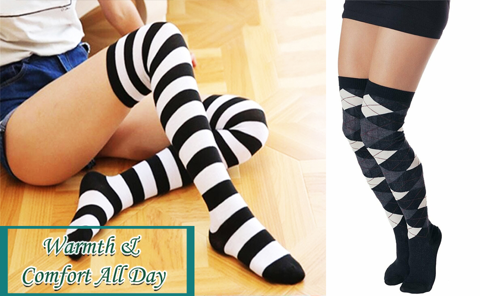 Over the knee argyle sock