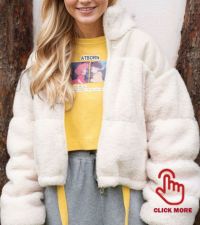 Cropped sherpa fleece jacket