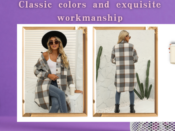 Long woolen plaid coat