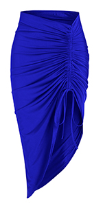 Solid Ruched Midi Skirt