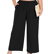 Lastshe Women Plus Size Wide Leg Pants