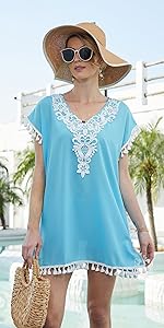 Women Chiffon Tassel Swimsuit Cover Up Beach Coverups for Swimwear