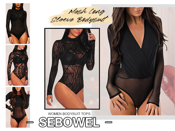 mesh long sleeve bodysuit jumpsuit