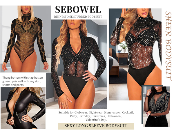 studded long sleeve bodysuit