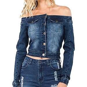 Open Shoulder Cold Denim Jeans Jackets