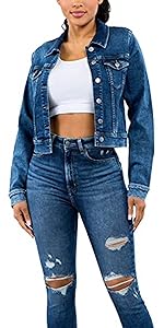 Premium Modal Fabric Classic Basic Button Down Cropped Denim Jacket