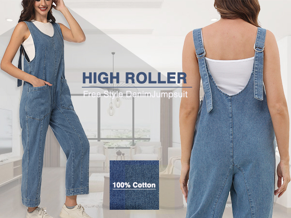 High Roller Womens Denim Overalls