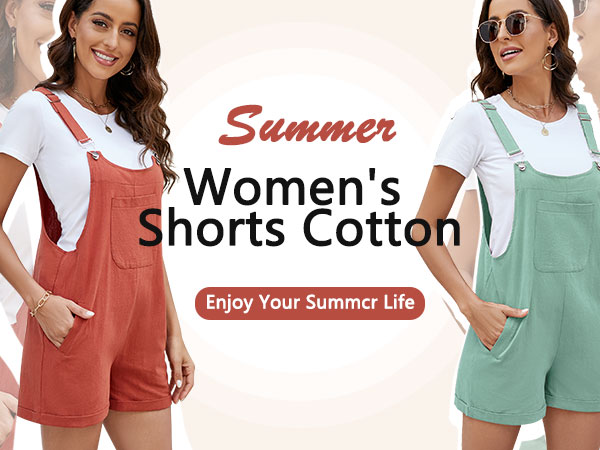 Women Casual Adjustable Strap Cuffed Hem Denim Bib Overalls Shorts Romper