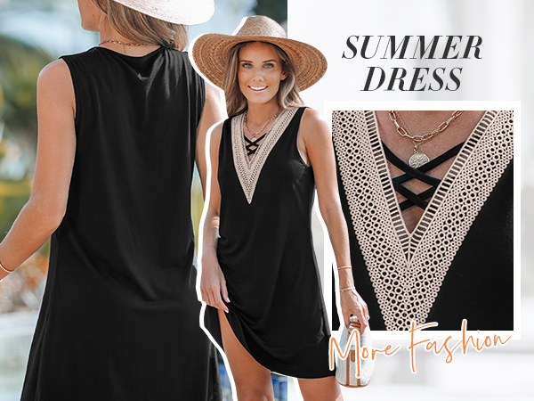 black v neck cover up dress