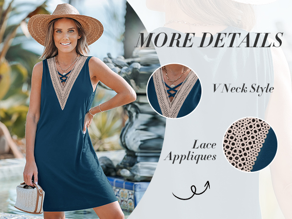 navy blue sleeveless beach summer cover up dress swimwear