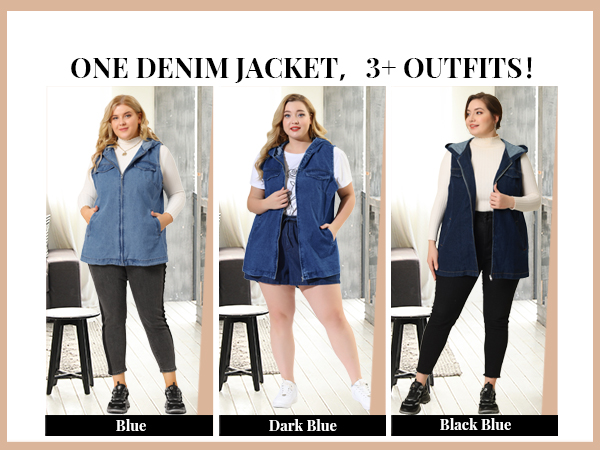 Plus Size Denim Jacket sleeveless