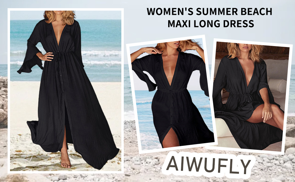 Deep V Neck Casual Maxi Dress