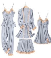 Silk Pajamas for Women 5 Piece