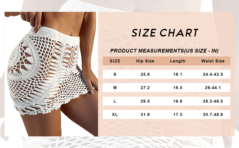 SHENHE Women Sheer Crochet Hollow Out Swimsuit Bikini Cover Up Beach Skirts