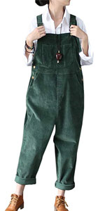 Women''s Casual Loose Baggy Corduroy Bib Overalls Wide Leg Pants Jumpsuits