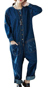 Wowen''s One Piece Long Sleeve Denim Jean Jumpsuits Rompers Long Overalls