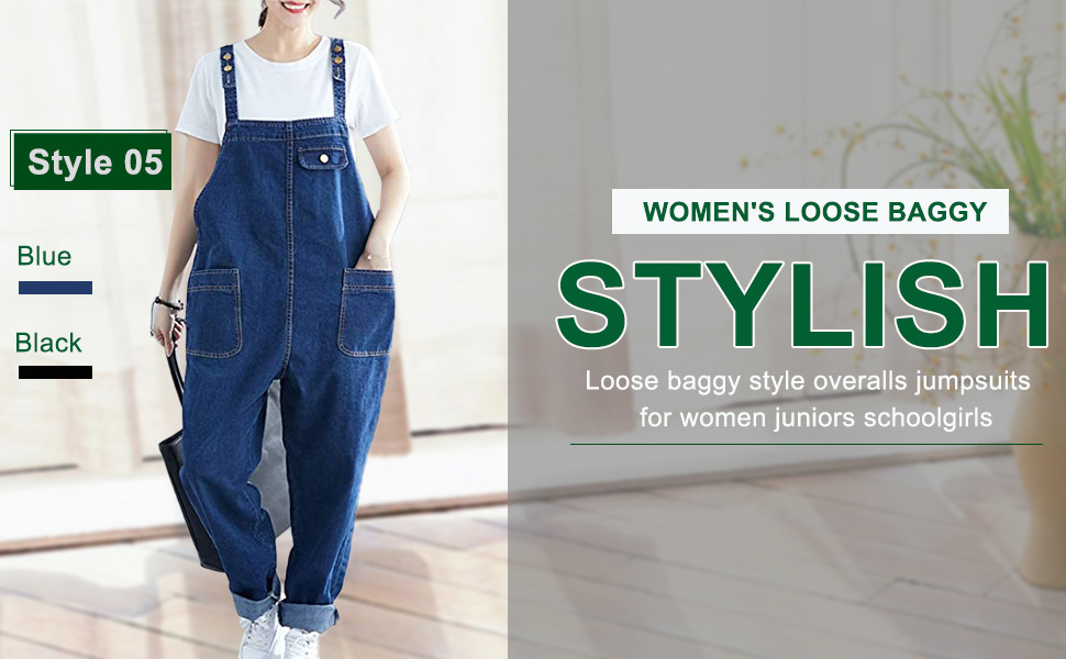 Womens Loose Baggy Denim Overalls