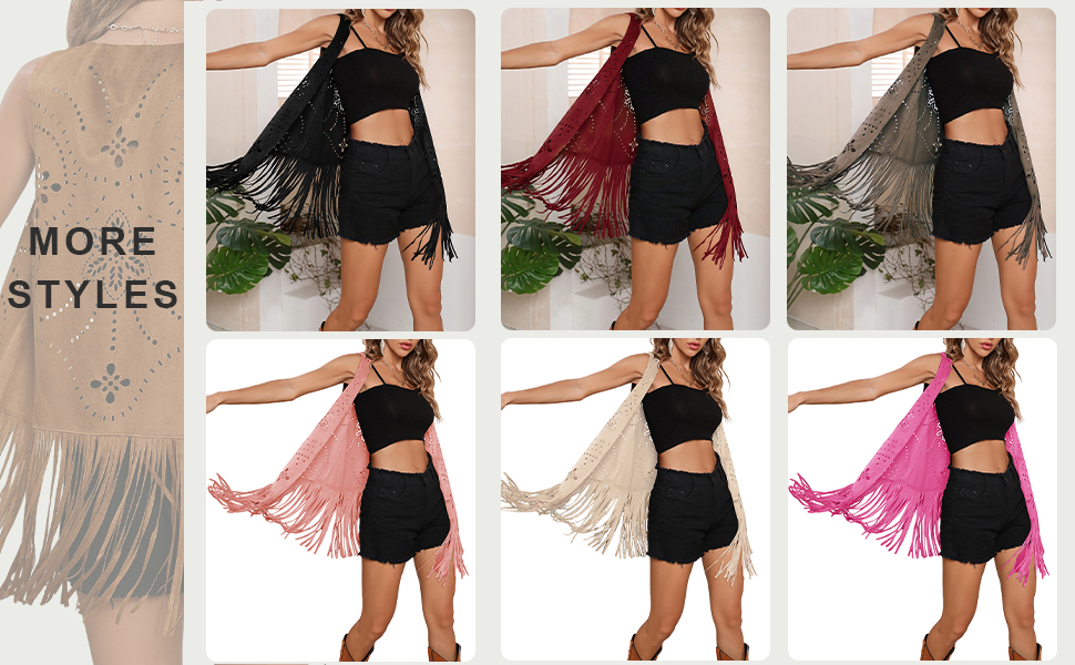 Hollow Out Fringe Trim Vest fringe vest fringe jacket fringe top