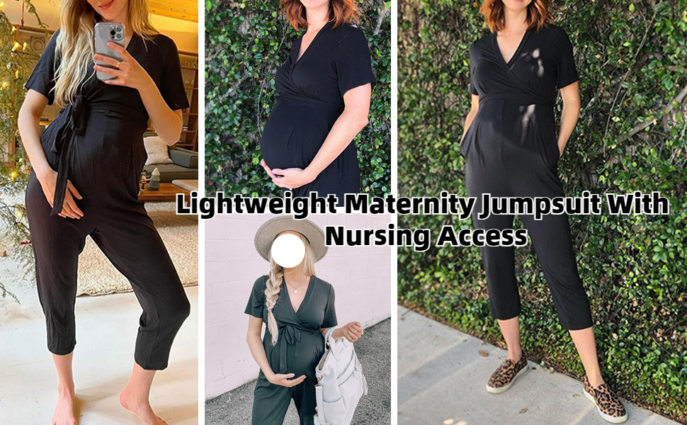 Lightweight Maternity Jumpsuit With Nursing Access