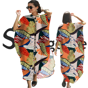 Smudgelife leaves pattern caftan for women