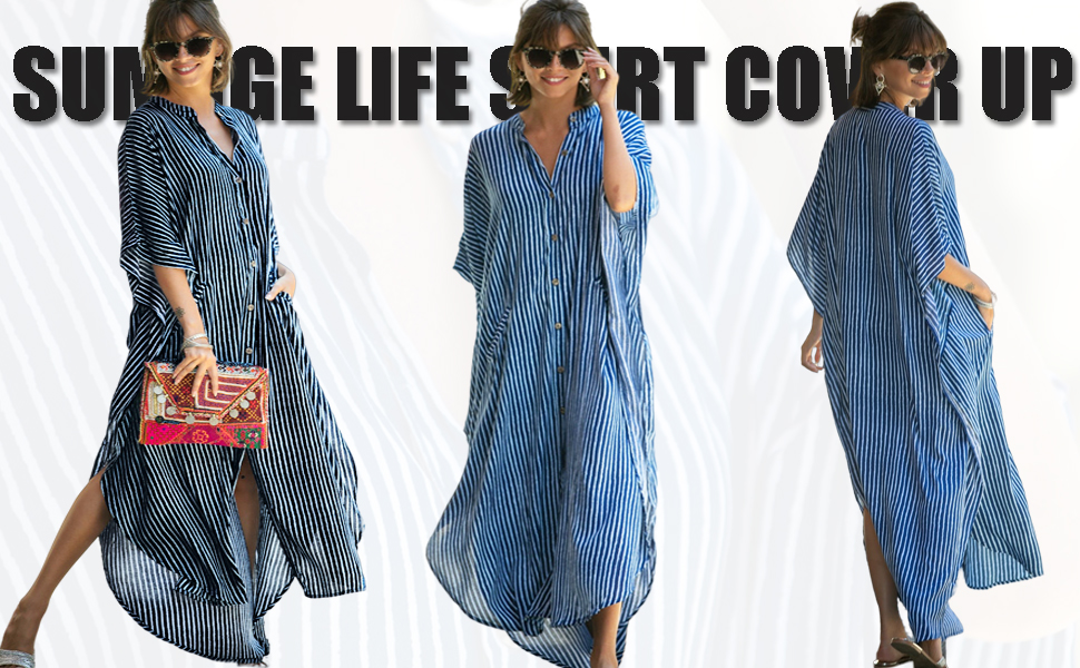 Smudgelife fashion shirt style caftan dress for women