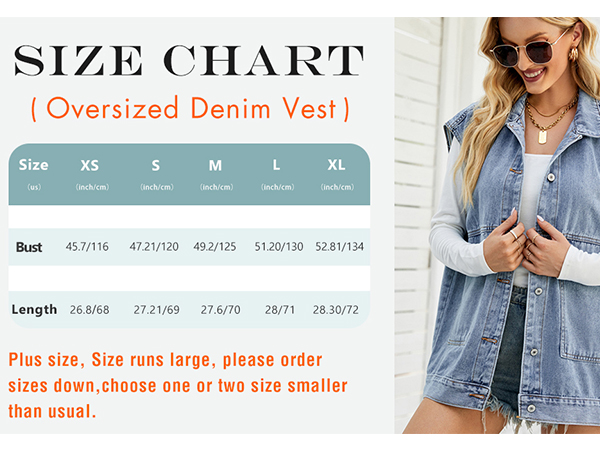 Womens Oversized Denim Jean Vest 